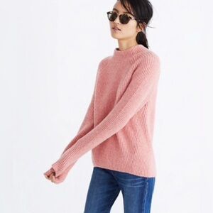 Madewell Women’s Northfield Mockneck Sweater poinsettia Pink Knit Pullover Small